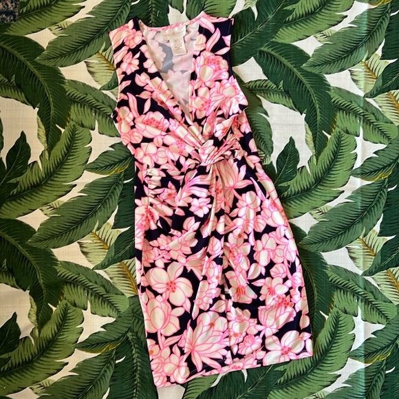 Julie Brown • Wrap Style Twist Sleeveless Summer Floral Midi Dress • Size Small - Picture 2 of 7